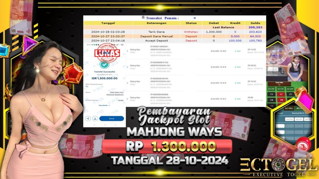 BUKTI JACKPOT SLOT MAHJONG WAYS TERPERCAYA DI INDONESIA TGL 28-10-2024