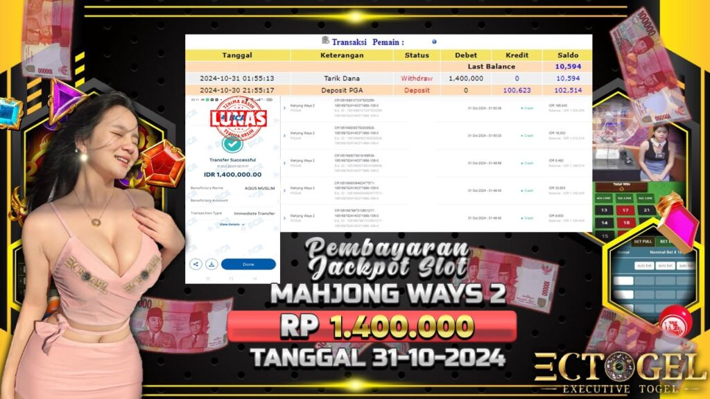 BUKTI JACKPOT SLOT MAHJONG WAYS 2 TERPERCAYA DI INDONESIA TGL 31-10-2024