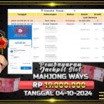 BUKTI JACKPOT SLOT MAHJONG WAYS TERPERCAYA DI INDONESIA TGL 04-10-2024