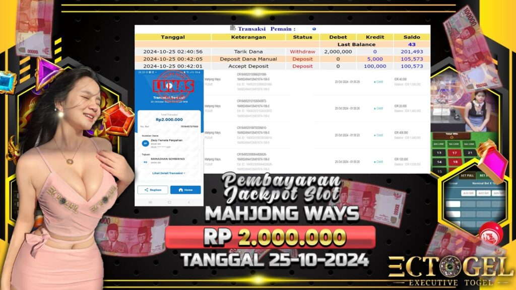 BUKTI JACKPOT SLOT MAHJONG WAYS TERPERCAYA DI INDONESIA TGL 25-10-2024