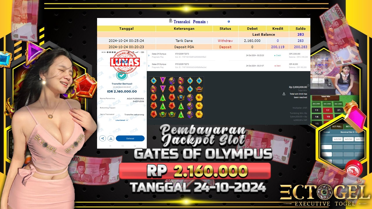 BUKTI JACKPOT SLOT GATES OF OLYMPUS TERPERCAYA DI INDONESIA TGL 24-10-2024