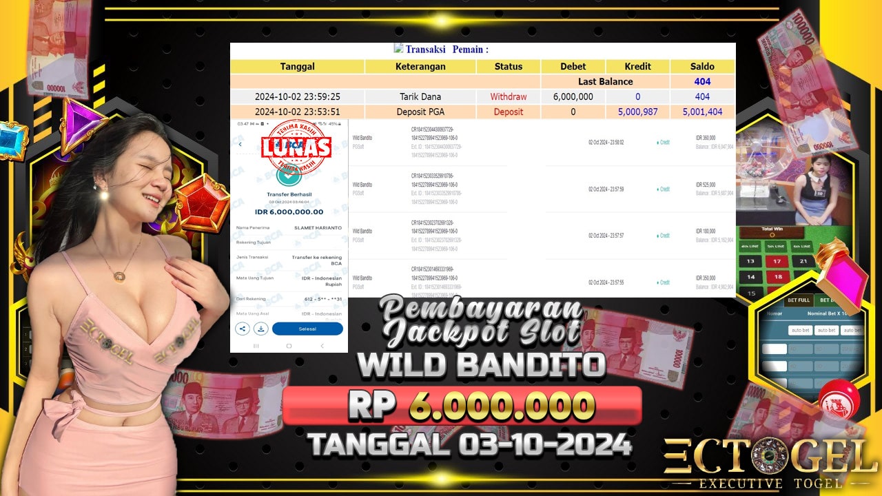 BUKTI JACKPOT SLOT WILD BANDITO TERPERCAYA DI INDONESIA TGL 03-10-2024