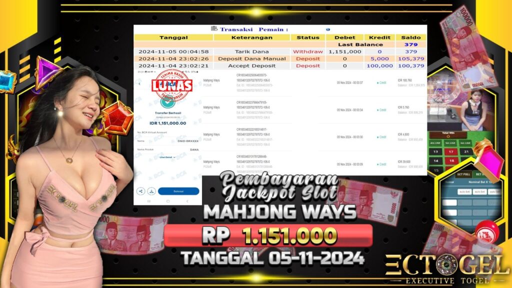 BUKTI JACKPOT SLOT MAHJONG WAYS TERPERCAYA DI INDONESIA TGL 05-11-2024