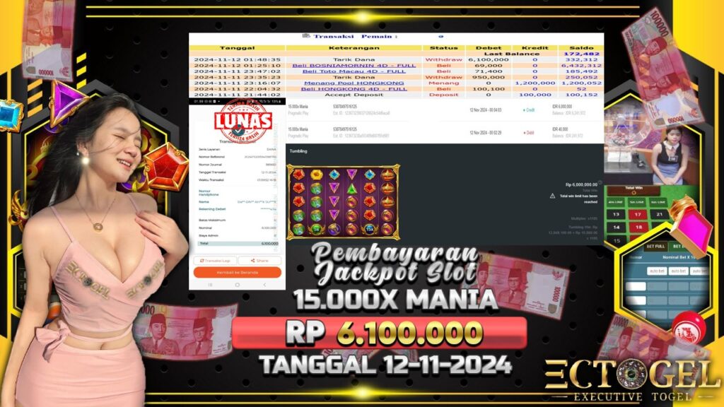 BUKTI JACKPOT SLOT 15.000X MANIA TERPERCAYA DI INDONESIA TGL 12-11-2024